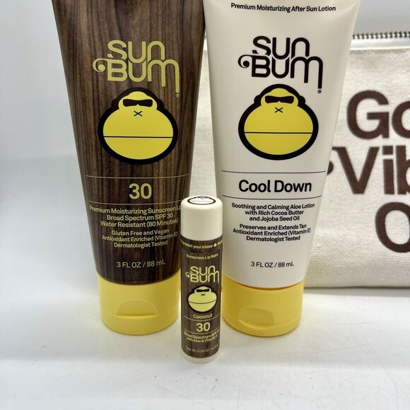 NWOT Sun Bum Day Tripper Travel Set w/Aloe Lotion, Sunscreen, Lip Balm SPF 30 - Picture 2 of 6